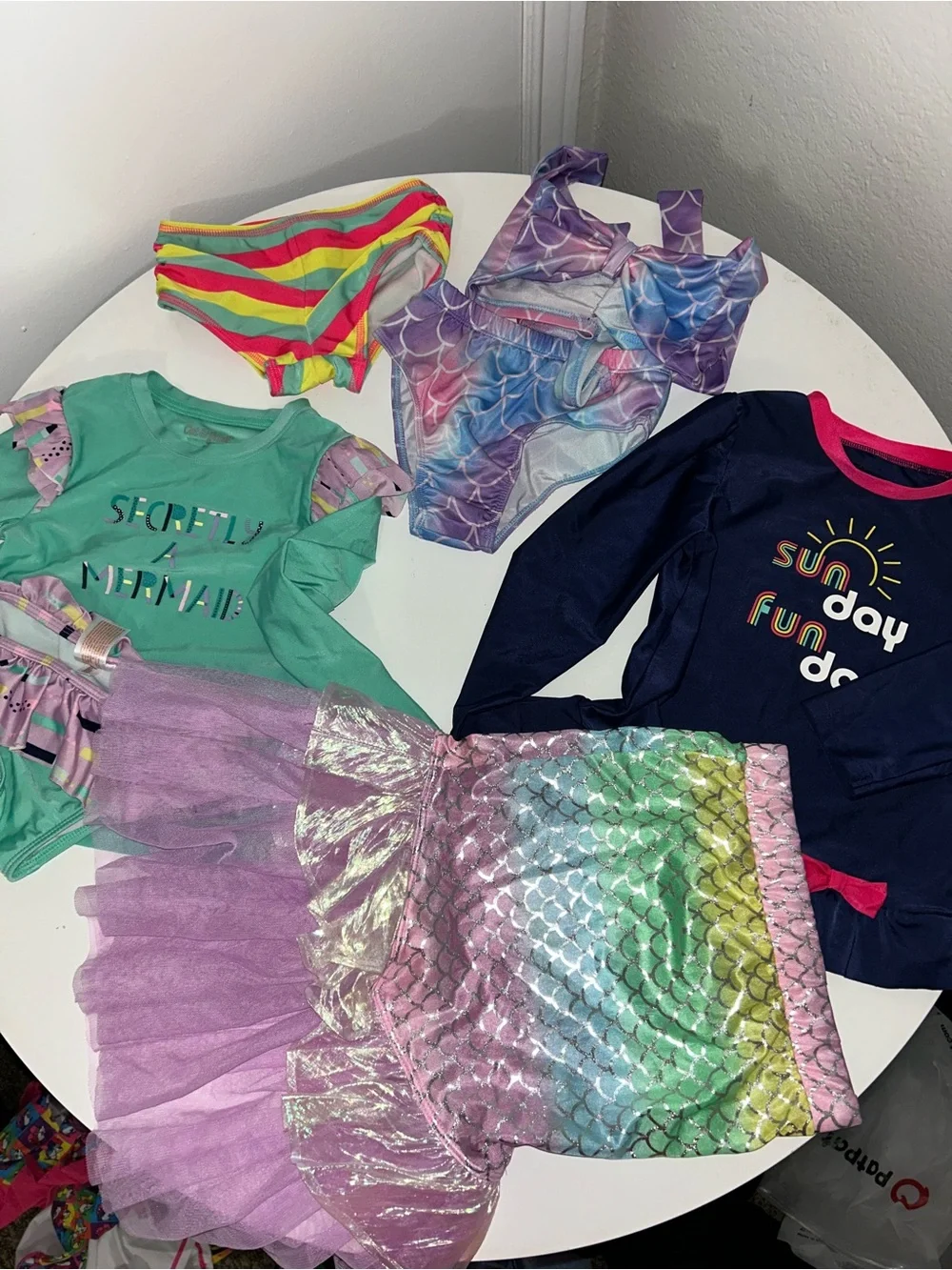 Cat & Jack Girls Mermaid Swim Set with Rainbow and Purple Accents